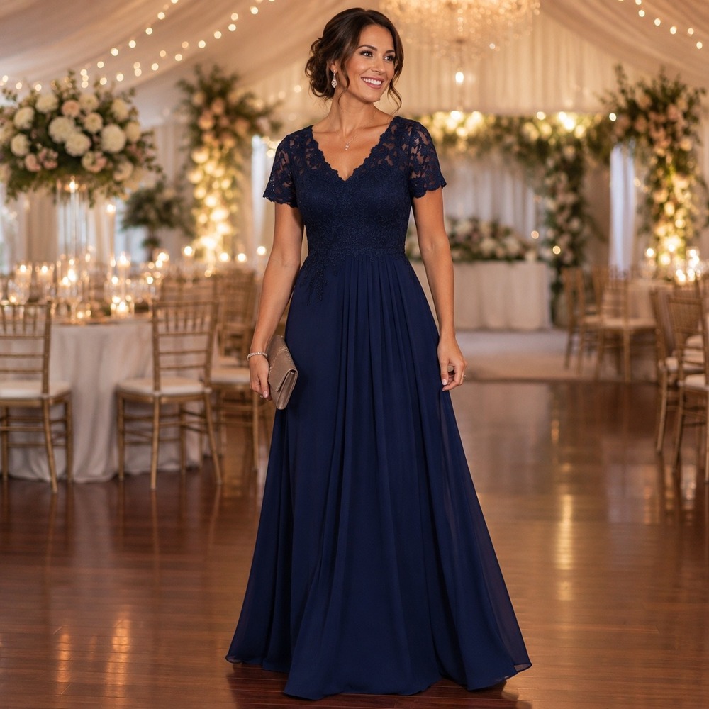 Navy Blue Lace Overlay Couture Evening Dress Formal Cottagecore Renaissance MD